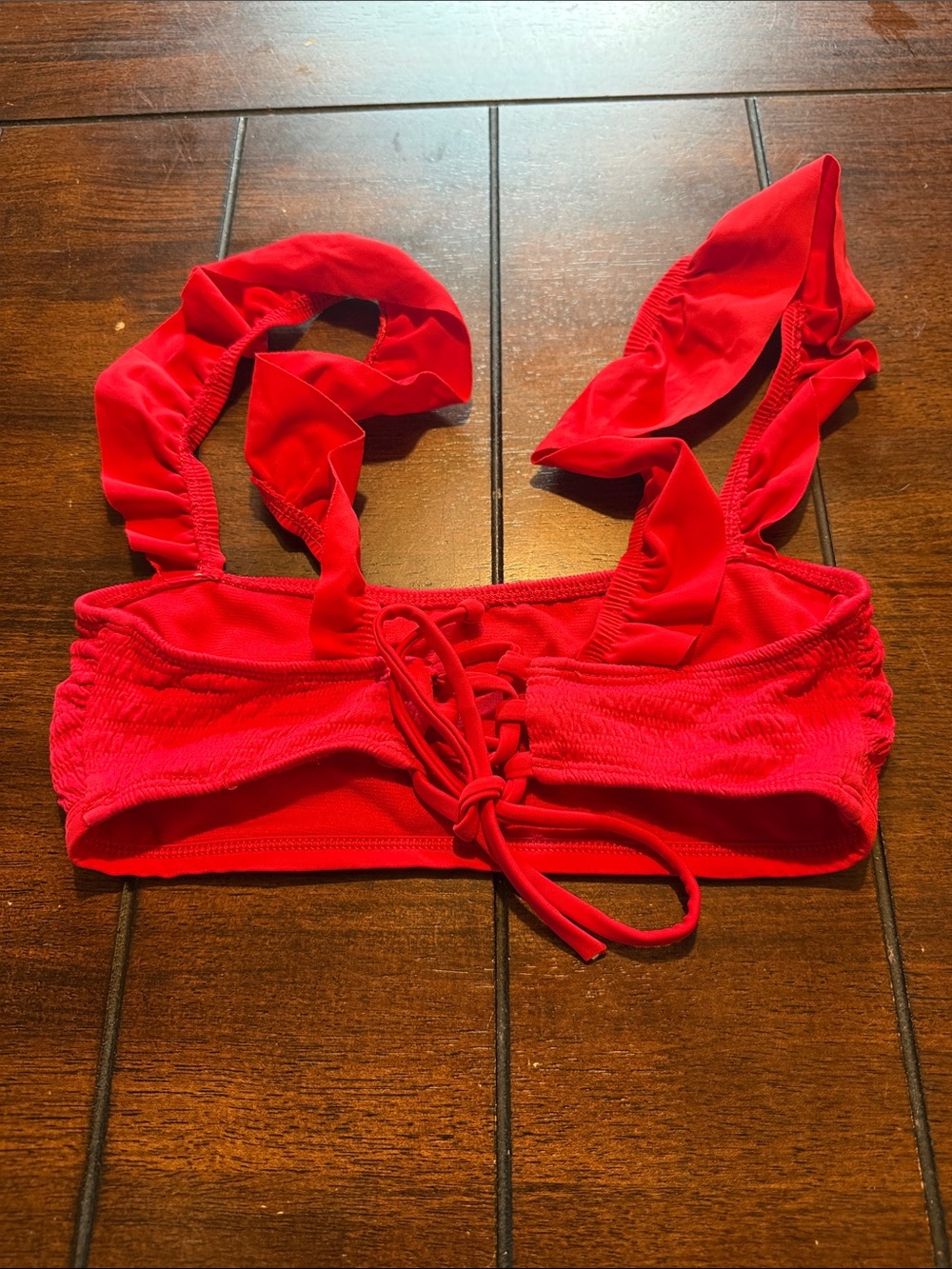 No Boundaries Red Ruffle Strap Bikini Set - Picture 2 of 2
